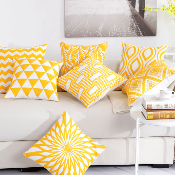 Dahlia Series Yellow Pillow Covers