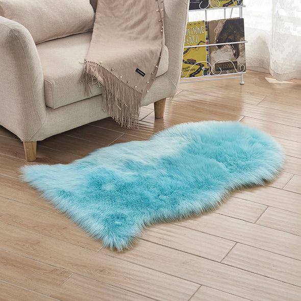 Aqua Fur Throw rug